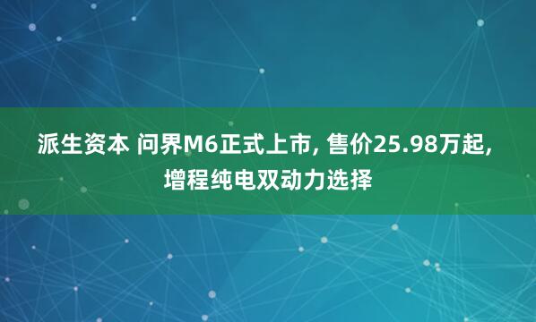 派生资本 问界M6正式上市, 售价25.98万起, 增程纯电双动力选择